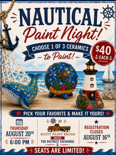 Nautical Ceramics Paint Night - Thursday, August 20th @ 6pm